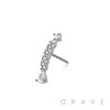 316L SURGICAL STEEL THREADLESS PUSH IN ROUND CZ LINE TEAR DROP TOP PART